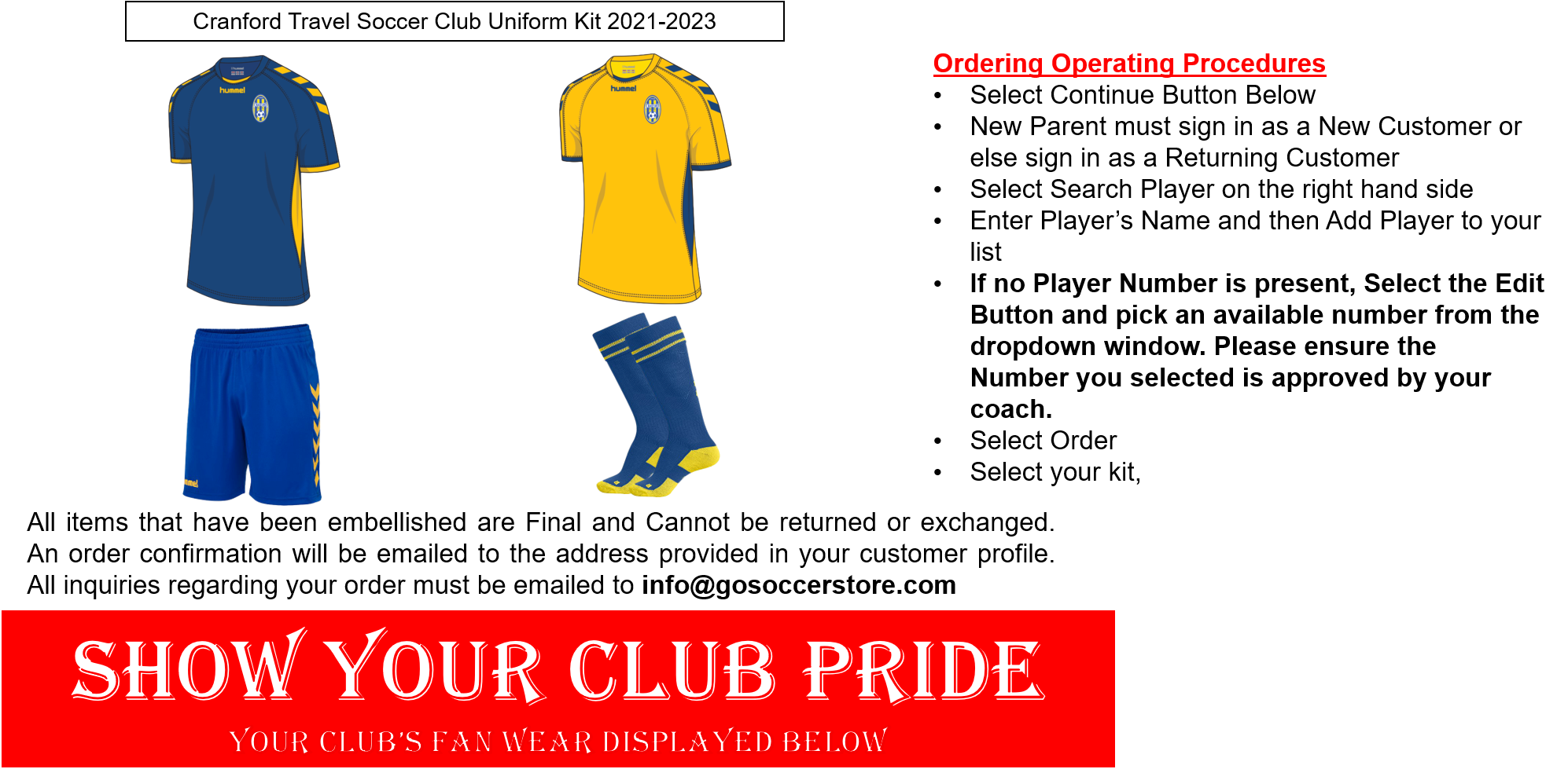 Cranford Soccer Club - Travel - Uniform Helper